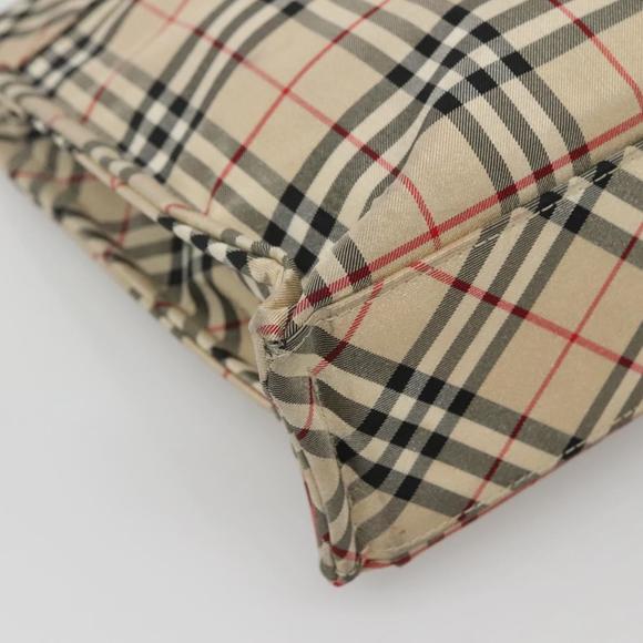 BURBERRY Nova Check Blue Label Hand Bag Nylon Beige Silver Auth 122940 - Picture 15 of 16